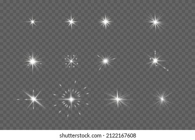 Laser beams, horizontal light beams. Beautiful light flashes. Glowing stripes on a light background in the form of a star. Glowing abstract glitter background with lined.