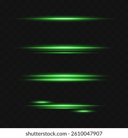 Laser beams, horizontal light rays.  Neon horizontal speed lines. Glowing stripes.