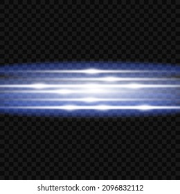 Laser beams, horizontal light rays.Beautiful light flares. Glowing streaks on dark background. Luminous abstract sparkling lined background