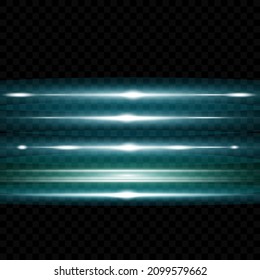 Laser beams, horizontal light rays.Beautiful light flares. Glowing streaks on dark background. Luminous abstract sparkling lined background.Glare