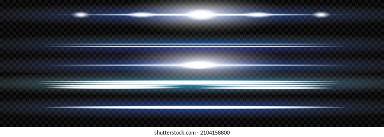 Laser beams, horizontal light rays.Beautiful light flares. Glowing streaks on dark background. Luminous abstract sparkling lined background.Glare