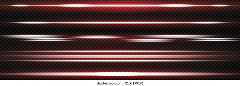 Laser beams, horizontal light rays.Beautiful light flares. Glowing streaks on dark background. Luminous abstract sparkling lined background.Glare