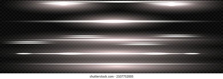Laser beams, horizontal light rays.Beautiful light flares. Glowing streaks on dark background. Luminous abstract sparkling lined background.Glare