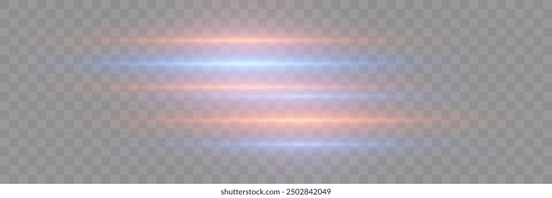 Rayos láser, rayos Horizontales de luz aislados sobre un fondo transparente.