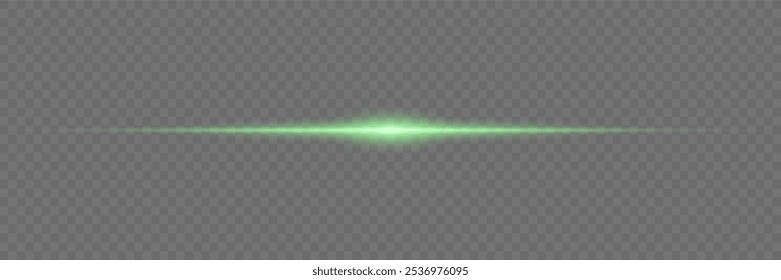 Laser beams, horizontal rays of light, green line.