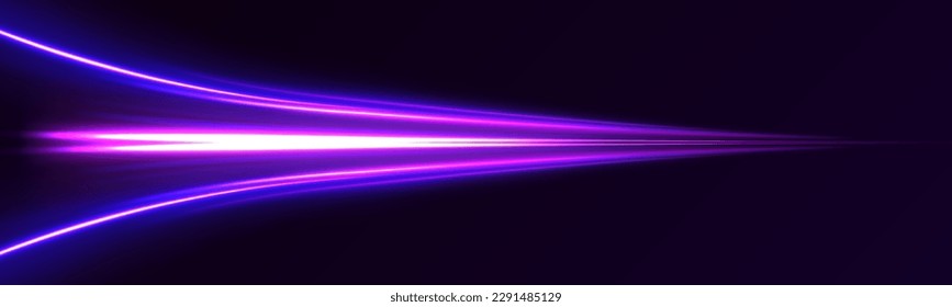 Laser beams luminous abstract sparkling isolated on a transparent background. Light and stripes moving fast over dark background.	