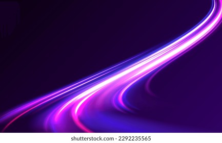 Laser beams luminous abstract sparkling isolated on a transparent background. Light and stripes moving fast over dark background.	