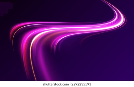Laser beams luminous abstract sparkling isolated on a transparent background. Light and stripes moving fast over dark background.	