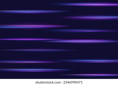 Vigas láser brillantes abstractos luminosos aislados en un fondo transparente. Resumen de color neón fondo de líneas brillantes