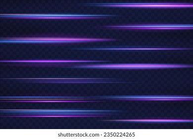 Laser beams luminous abstract sparkling isolated on a transparent background. Abstract neon color glowing lines background