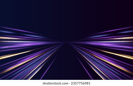 Laser beams luminous abstract sparkling isolated on a transparent background. Acceleration speed motion on night road. Light and stripes moving fast over dark background.	