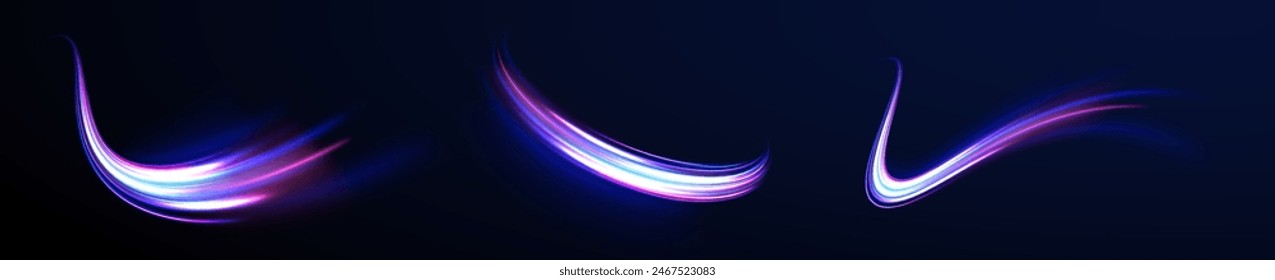 Rayos láser luminosos abstractos brillantes aislados sobre un fondo transparente. Abstractas color de neón brillante líneas de fondo.	