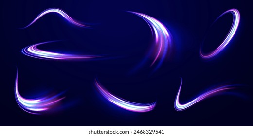Rayos láser luminosos abstractos brillantes aislados sobre un fondo transparente. Abstractas color de neón brillante líneas de fondo.	