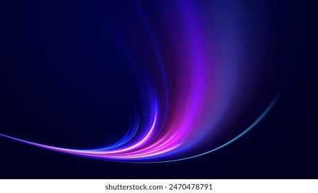 Laser beams luminous abstract sparkling isolated on a transparent background. High speed effect motion blur night lights blue and red	