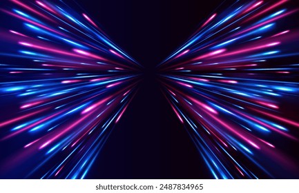 Laser beams luminous abstract sparkling isolated on a transparent background. Radial color spirals. Vector blue glowing lines air flow effect. Speed connection vector background.	
