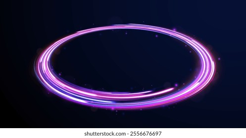 Laser beams luminous abstract sparkling isolated on a transparent background.  Abstract background in blue and purple neon glow colors. Png, lens, light, neon, line, blur, beam, ray.