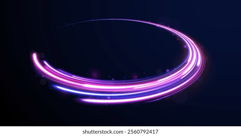 Laser beams luminous abstract sparkling isolated on a transparent background.  Abstract background in blue and purple neon glow colors. Png, lens, light, neon, line, blur, beam, ray.