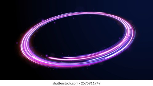 Laser beams luminous abstract sparkling isolated on a transparent background.  Abstract background in blue and purple neon glow colors. Png, lens, light, neon, line, blur, beam, ray.