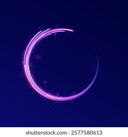 Laser beams luminous abstract sparkling isolated on a transparent background.  Abstract background in blue and purple neon glow colors. Png, lens, light, neon, line, blur, beam, ray.