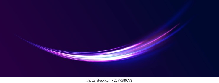 Laser beams luminous abstract sparkling isolated on a transparent background.  Abstract background in blue and purple neon glow colors. Png, lens, light, neon, line, blur, beam, ray.