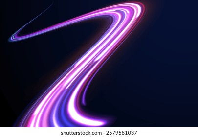 Laser beams luminous abstract sparkling isolated on a transparent background.  Abstract background in blue and purple neon glow colors. Png, lens, light, neon, line, blur, beam, ray.