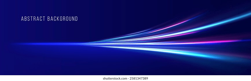 Laser beams luminous abstract sparkling isolated on a transparent background.  Abstract background in blue and purple neon glow colors. Png, lens, light, neon, line, blur, beam, ray.