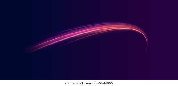 Laser beams luminous abstract sparkling isolated on a transparent background.  Abstract background in blue and purple neon glow colors. Png, lens, light, neon, line, blur, beam, ray.