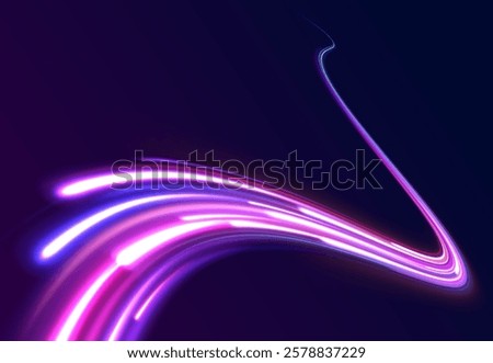 Laser beams luminous abstract sparkling isolated on a transparent background.  Abstract background in blue and purple neon glow colors. Png, lens, light, neon, line, blur, beam, ray.