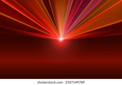 Laser beams on dance stage, night background. Vector illustration