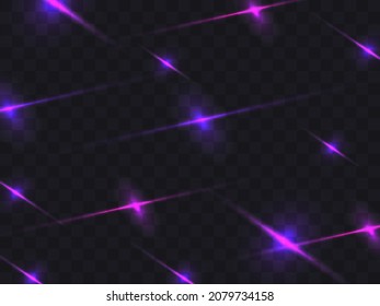 Laserstrahlen auf transparentem Hintergrund. Vielfarbige Strahlen von Licht, magischem Licht. Erstellen Sie eine Vorlage für Ihre Banner-, Poster- und Grußkarten. Vektorgrafik