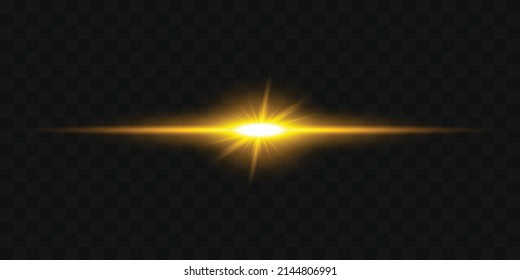 Laser beams on a transparent background. Magic lens flare set