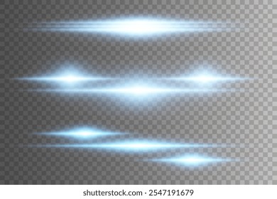 Laser beams, star effect.Blue flares with glare.Vector illustration.