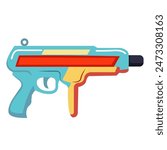 Laser blaster gun cartoon vector illusration, raygun pistol image, futuristic hand gun kid toys