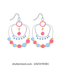 laser boho earrings cartoon. cut template, bijouterie wood, beadwork abstract laser boho earrings sign. isolated symbol vector illustration