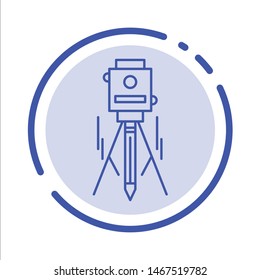 Laser, Building, Construction, Level, Tool Blue Dotted Line Line Icon. Vector Icon Template background