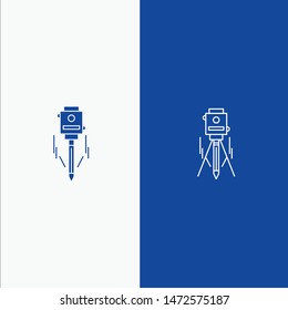 Laser, Building, Construction, Level, Tool Line and Glyph Solid icon Blue banner Line and Glyph Solid icon Blue banner