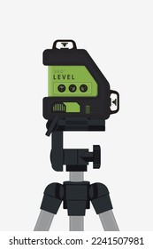 Laser Building Level on Tripod. Engineering Measuring Equipment. Modern Device for the Builder