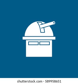 Laser Cannon Flat Icon On Blue Background