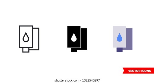 Laser cartridge icon of 3 types: color, black and white, outline. Isolated vector sign symbol.