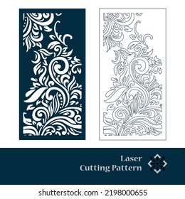 Laser and CNC cut pattern. Vector template with abstract geometric texture in oriental style, floral grid ornament. Decorative stencil panel for laser cutting of wood, metal, engraving.