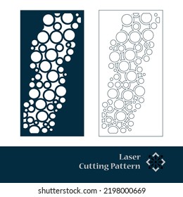 Laser and CNC cut pattern. Vector template with abstract geometric texture in oriental style, floral grid ornament. Decorative stencil panel for laser cutting of wood, metal, engraving.