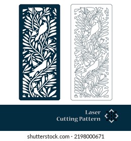 Laser and CNC cut pattern. Vector template with abstract geometric texture in oriental style, floral grid ornament. Decorative stencil panel for laser cutting of wood, metal, engraving.