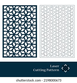 Laser and CNC cut pattern. Vector template with abstract geometric texture in oriental style, floral grid ornament. Decorative stencil panel for laser cutting of wood, metal, engraving.