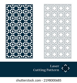 Laser and CNC cut pattern. Vector template with abstract geometric texture in oriental style, floral grid ornament. Decorative stencil panel for laser cutting of wood, metal, engraving.