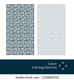 Laser and CNC cut pattern. Vector template with abstract geometric texture in oriental style, floral grid ornament. Decorative stencil panel for laser cutting of wood, metal, engraving.