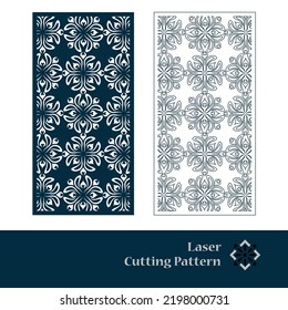 Laser and CNC cut pattern. Vector template with abstract geometric texture in oriental style, floral grid ornament. Decorative stencil panel for laser cutting of wood, metal, engraving.