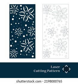 Laser and CNC cut pattern. Vector template with abstract geometric texture in oriental style, floral grid ornament. Decorative stencil panel for laser cutting of wood, metal, engraving.