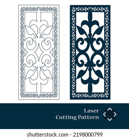 Laser and CNC cut pattern. Vector template with abstract geometric texture in oriental style, floral grid ornament. Decorative stencil panel for laser cutting of wood, metal, engraving.