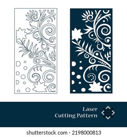 Laser and CNC cut pattern. Vector template with abstract geometric texture in oriental style, floral grid ornament. Decorative stencil panel for laser cutting of wood, metal, engraving.