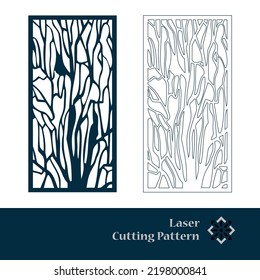 Laser and CNC cut pattern. Vector template with abstract geometric texture in oriental style, floral grid ornament. Decorative stencil panel for laser cutting of wood, metal, engraving.